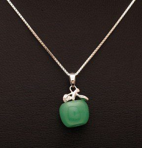 925 Silver Green Jade Apple Pendant