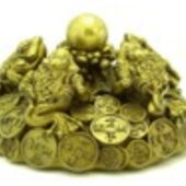 Brass Five Good Fortune Money Frogs