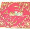 10Crt Gold Thread Silk Embroidered Mandarin Ducks Mat (Maroon)1