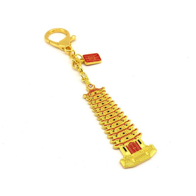 Wisdom Pagoda With Scholastic Talisman Feng Shui Keychain