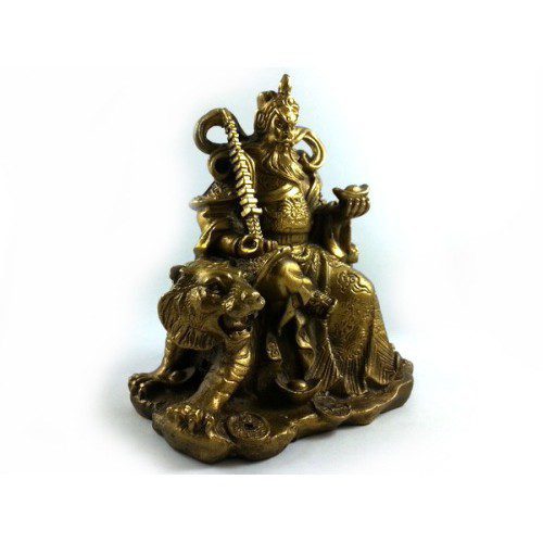 Brass Military Wealth God Sitting on Tiger Statue