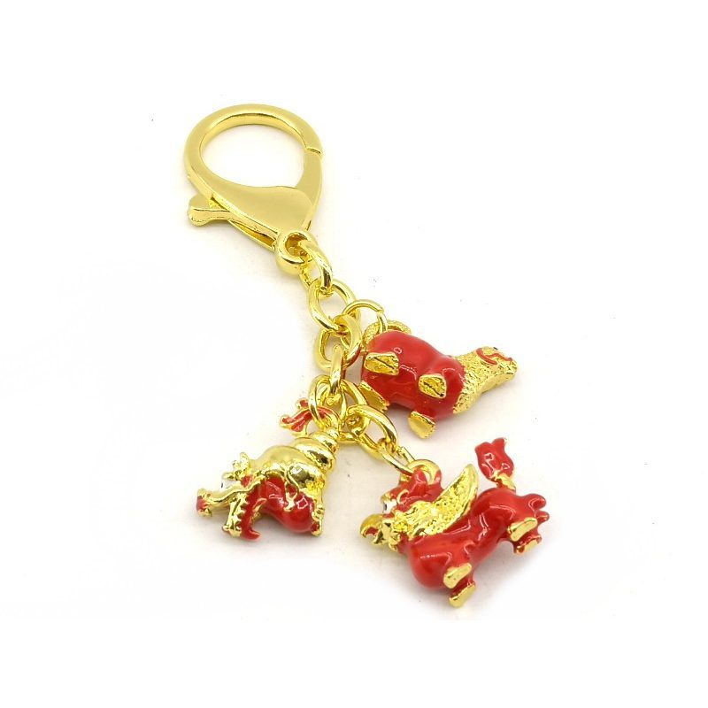 Three Harmony Animals Feng Shui Amulet Keychain