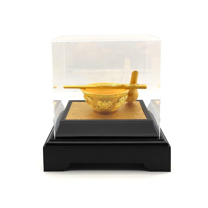 Auspicious Dragon and Phoenix Golden Rice Bowl Set 3