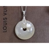 Cherry Blossom Agate Ping An Kou Coin Pendant