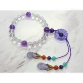 Empress 18 Clear Quartz with Amethyst Prayer Beads
