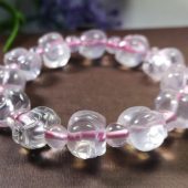 Piggy Pink Rose Quartz Crystal Bracelet 1