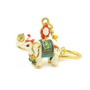 White Elephant Carrying Jewel Keychain1