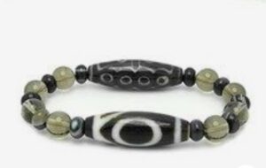 1 Eye & 15 Eye Dzi Beads with 10mm Smoky Quartz & Donut Dzi Agate Bracelet