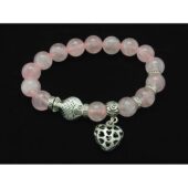 10mm Rose Quartz Crystal Bracelet with Heart Charm1