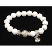 10mm White Coral Crystal Bracelet with Money Bag Charm1