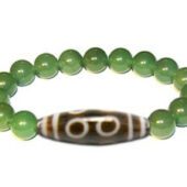 11-Eyed Dzi with Donut Shape Aventurine Bracelet