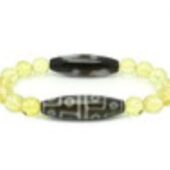 12 Eye and Ruyi Dzi Beads with Faceted Citrine Bracelet