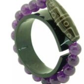 12 Eyed Dzi with 10mm Amethyst Quartz Bracelet