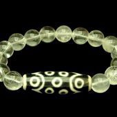 15 Eyes Dzi Bead with 10mm Smooth Clear Quartz Bracelet1