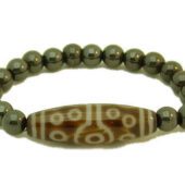 15 Eyes Dzi Bead with 8mm Hematite Bracelet