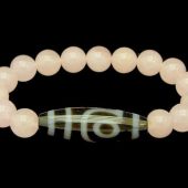 2 Eyes Dzi Bead with 10mm Rose Quartz Bracelet1