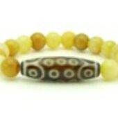 21 Eyes Dzi Bead with 10mm Yellow Jasper Bracelet