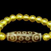 21 Eyes Dzi Bead with 8mm Faceted Citrine Bracelet1