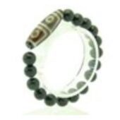 4-Eyed Dzi with 10mm Rainbow Obsidian Bracelet