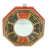 4 Inch Peach Wood Convex Early Heaven Bagua Mirror