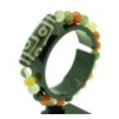 6 Eyed Dzi with 8mm Multi-Color Rutilated Bracelet