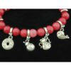 8mm Red Coral Crystal Bracelet with Auspicious Charms2