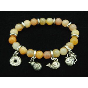 8mm Yellow Jasper Crystal Bracelet with Auspicious Charms1