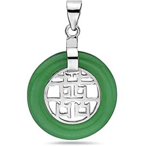 925 Silver Double Happiness Jade Disc Pendant