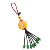 A Pair of Yellow Jasper Pi Yao with Yellow Jasper Beads Tassel