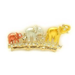 Bejeweled Elephant Family Brooch1