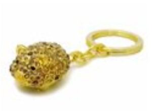 Bejeweled Golden Pig Keychain