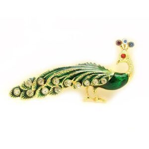 Bejeweled Peacock with Closed Tail Brooch1