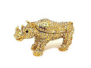 Bejeweled Wish Fulfilling Double Horn Rhinoceros Jewelry Box1