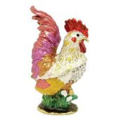 Bejeweled Wish-Fulfilling Vibrant Majestic Rooster Jewelry Box1