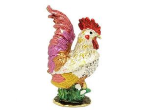 Bejeweled Wish-Fulfilling Vibrant Majestic Rooster Jewelry Box1