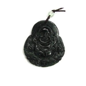 Black Jade Happiness Buddha Pendant with Necklace