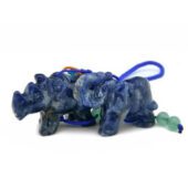 Blue Sodalite Rhinoceros and Elephant Protective Tassel1