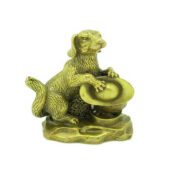 Brass Dog Holding Gold Ingot1