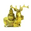 Brass Feng Shui Deer with Wealth Pot and Peonies6