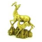 Brass Happy Fengshui Deer and Baby