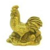 Brass Mini Rooster with Pumpkin