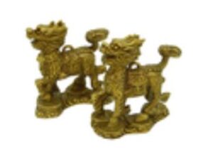 Brass Pair of Chi Lin on Pakua
