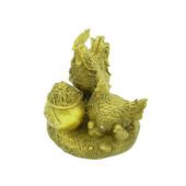 Brass Rooster Family with Rice Pot1