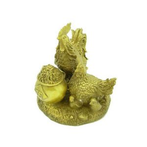 Brass Rooster Family with Rice Pot1