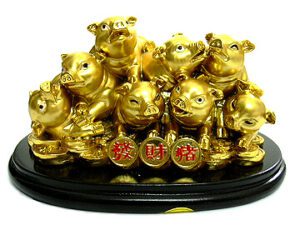 Bunch of Good Fortune Golden Piglets