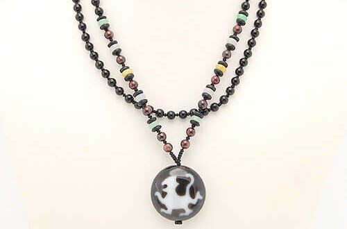 Chi Lin Dzi Bead Pendant with Onyx Necklace1