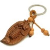 Cicada with Double Peach on Leaf Key Ring