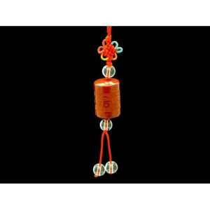 Cylindrical Red Jasper Om Mani Padme Hum Bead Hanging1