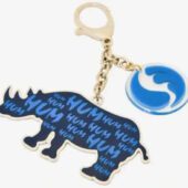 Double Horn Water Blue Rhino Hum Keychain