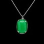 Dual Design Rhodium Plated Dragon Jade Pendant Necklace